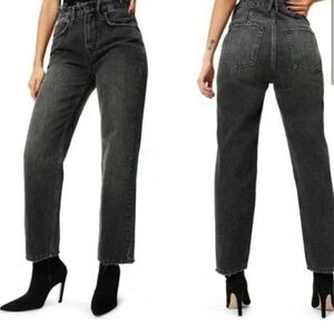 Good American Good 90s Duster Straight Leg Jeans Black Size 16